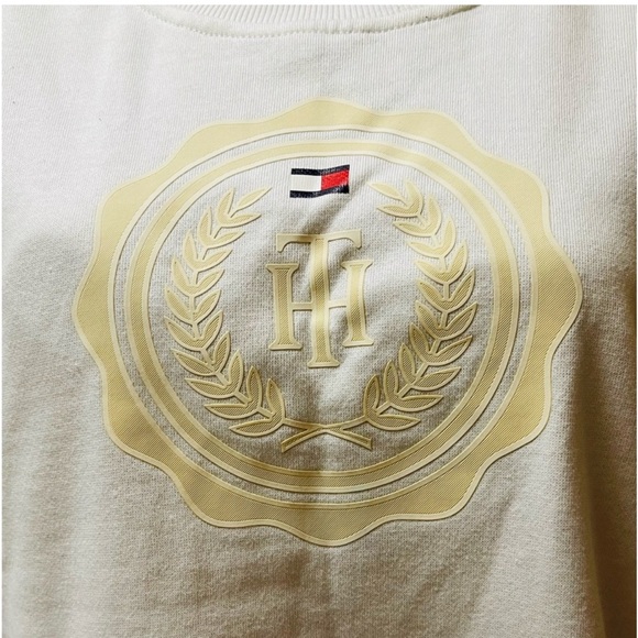TOMMY HILFIGER PULLOVER GRAPHIC CREW NECK SWEATER REGULAR FIT WOMEN WHITE SIZE M - Picture 13 of 14